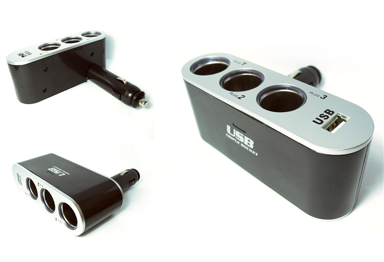 Imagen del producto CARGADOR TOMA MECHERO 1USB+3TOMAS MECHERO (12/24V)