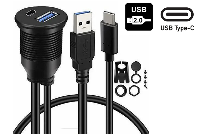 Imagen del producto CABLE PROLONGADOR 1m CONEXION USB + USB C. EMPOTRABLE