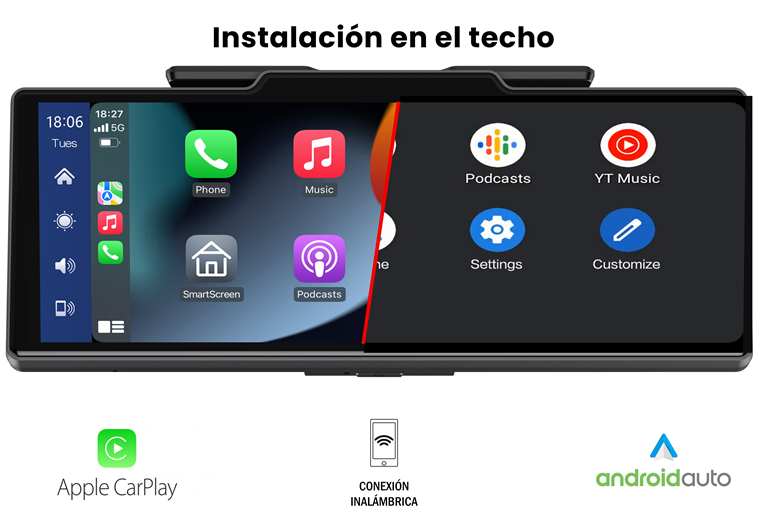 Imagen del producto MONITOR MULTIMEDIA Y SOPORTE PARA INSTALACION EN TECHO CP&AndroidAuto