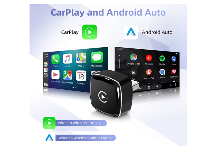 Imagen del producto ADAPTADOR USB APPLE CARPLAY & ANDROID AUTO INALÁMBRICO. Con adaptador USBC